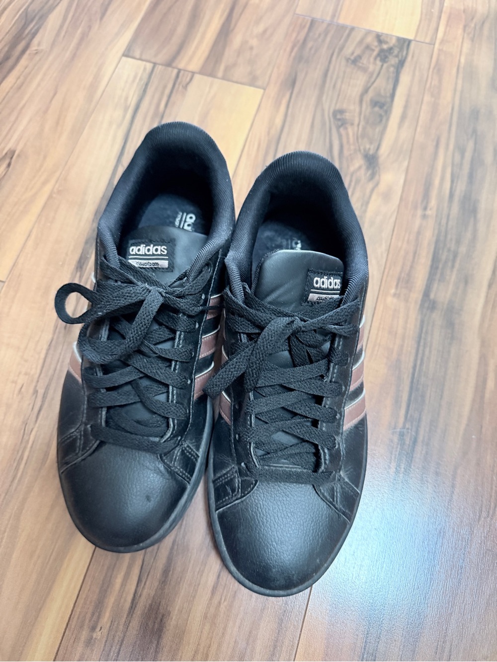 adidas Men's Black Sneakers with Brown Stripes